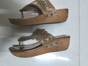 Sparkly Gold Flower Thong Sandals