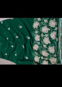 Embroidered Green Saree with Border