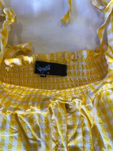 Yellow Gingham Off Shoulder Top