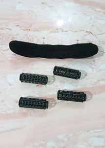 Set of bun maker and 4 hair roller