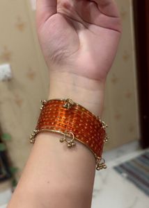 kashmiri set (orange),(8bangles 2ghunghroo)