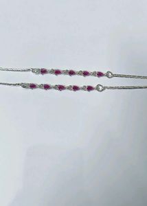 Elegant Anklets with Ruby Accents pure silver