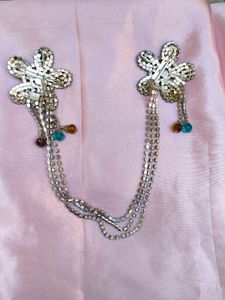 Vintage Rhinestone Flower Collar Clips