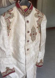 Elegant Cream Embroidered Sherwani
