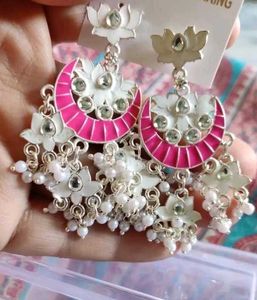 Stunning Pink & White Dangle Earrings