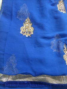 Beautiful Blue Saree With Netted