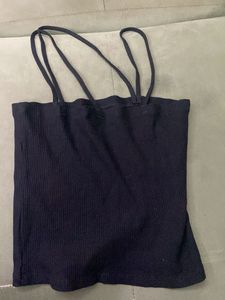 Black Spaghetti Strap Cropped Top