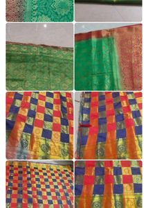 Vibrant Orange &amp; Green Silk Saree