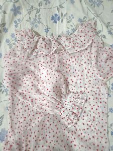 Chic Ruffled Heart Print Blouse