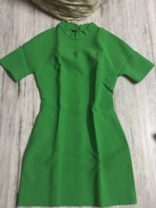 Vibrant Green Short Sleeve Dress