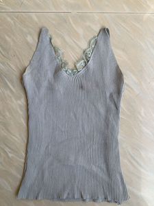 Ribbed Lace Trim Cami Top