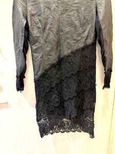 Black Leather And Lace Detail Dress