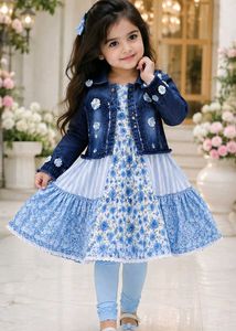 Adorable Baby Girl's Denim Jacket & Dress Set