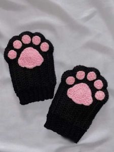 Cute Paw Print Fingerless Gloves