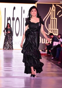 Elegant Black Ruffled Gown