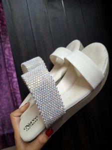 Sparkling White Slip-On Sandals