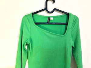 H&amp;M Ribbed Asymmetrical Neck Mini Dress