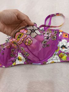 Vibrant Floral Print Balconette Bra