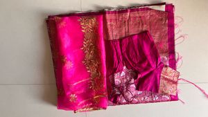 Vibrant Pink Silk unstitched lehenga with Blouse