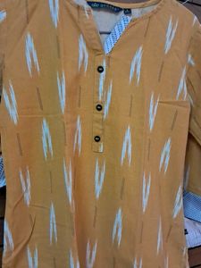 Yellow Ikat Print Kurta Set sale fix rate