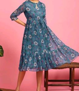 Boho Floral Print Tiered Midi Dress