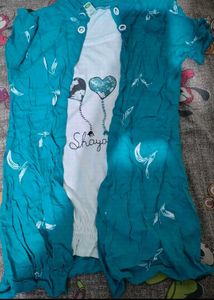 Blue Kurta with White Print T-Shirt