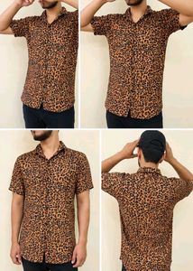 Men's Leopard Print Short Sleeve Shirt