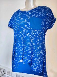 Blue Abstract Print Tunic Top Size M-L 36"-38"