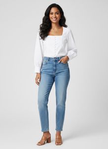 Elegant Sheer Panel White Button-Down Top