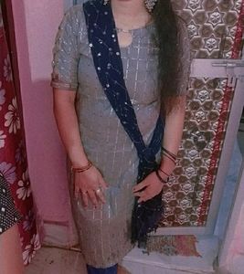 Stylish Grey Kurti with Unique Sleeves