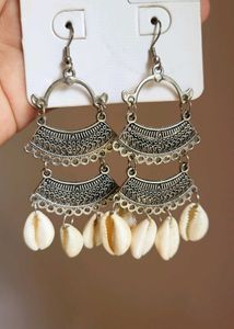 Boho Cowrie Shell Dangle Earrings
