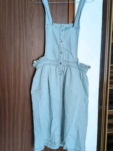 Light Wash Denim Pinafore Dress