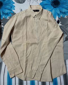 Men's Beige Button-Down Shirt
