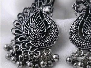 Compliment Magnet✨Oxidised Peacock Earrings
