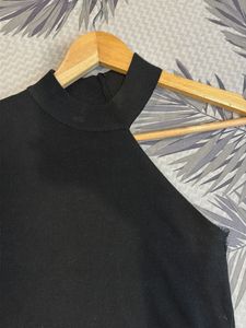 Black Mock Neck Cut-Out Sleeveless Top