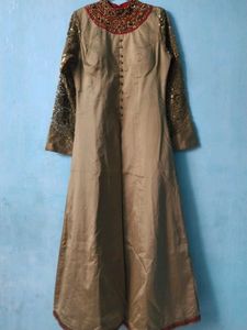 Elegant Party Wear Long Gown with Front Slit