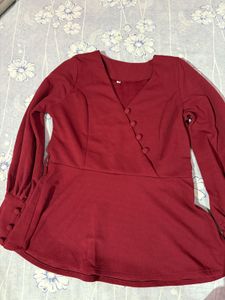 Elegant Red Peplum unused  Top