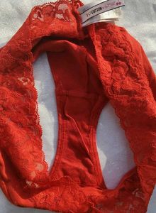 Red Lace Trim Briefs