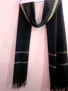 Elegant Black Dupatta with Golden Border