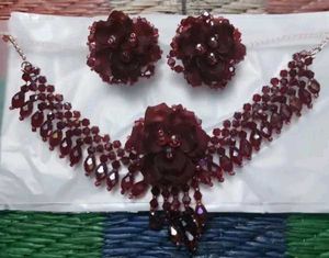 Floral red &amp; maroon Necklace