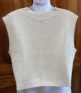 Cream V-Neck Knit Vest