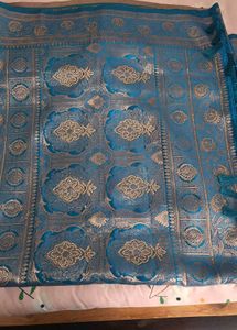 Elegant Blue Banarasi Silk Saree