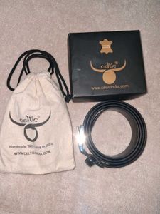 Celtic Black Leather Belt with Box