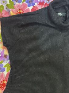 Sparkly Black Turtleneck Top