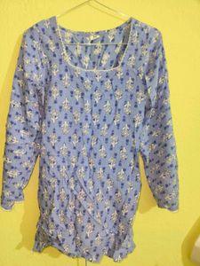 Blue Floral Print Kurta