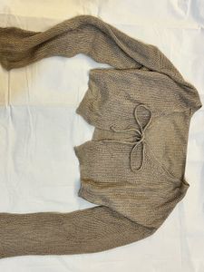 Beige Cropped Cardigan