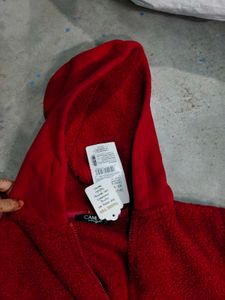 premium Red Fleece Zip-Up hoodie