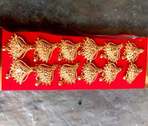 Stunning Gold Earrings with Red &amp; White Stones per