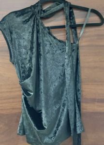 Westside Elegant Velvet Halter Neck Dress