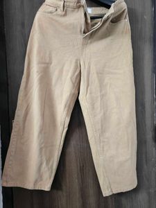 Beige Wide Leg Casual Pants